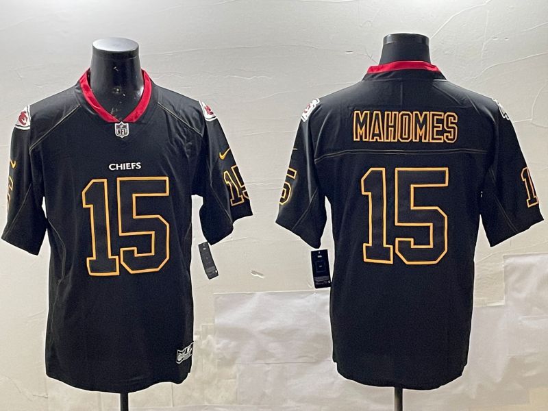 Men Kansas City Chiefs #15 Mahomes Black 2025 Nike Limited NFL Jersey style 1